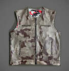 Hunt Club Men's Perforated Camo Leather Vest Motorcycle Biker Concealed Carry