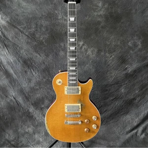 Custom Shop Electric Guitar LP Heavy Relic Aged Yellow H-H Pickups Bone Nut - Picture 1 of 9