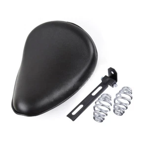 Resorte y soporte negro de cuero PU para asiento de conducción individual para Harley Chopper Bobber - Imagen 1 de 7