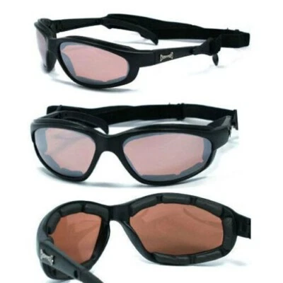Gafas de sol acolchadas para motocicleta Choppers lentes espejadas ámbar flash Foto 1 de 2