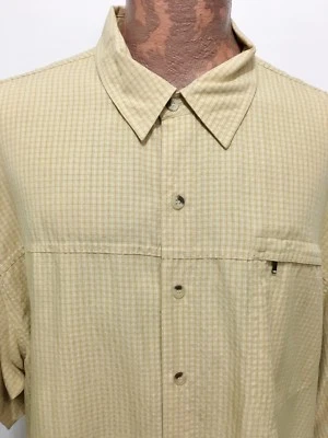 Alpine Design 2XL Yellow Plaid Short-Sleeve Rayon Poly Shirt Zip Pocket - Image 1 of 4