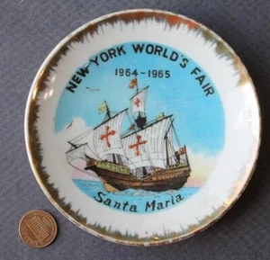 1964-65 New York Weltausstellung Christoph Kolumbus Schiff Santa Maria Teller Vintage + - Bild 1 von 1