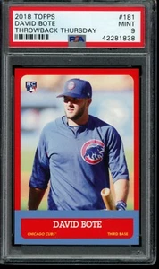 Tarjeta de novato 2018 Topps Throwback Thursday #181 David Bote RC SP PSA 9 como nueva - Imagen 1 de 2