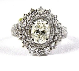 3.18Ct H VS2 Natural Oval Diamond Solitaire Lady's Ring 14k White Gold - Picture 1 of 8