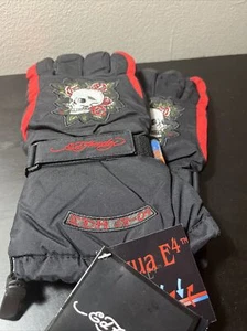 Ed Hardy Red & Black Ski Gloves Thinsulate Insulated Men’s Size Large - Picture 1 of 9
