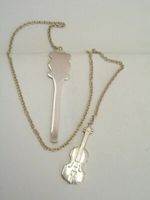 Segnalibro in Argento 925 con VIOLINO - segnapagina libro - musica strumento - - Immagine 1 di 4