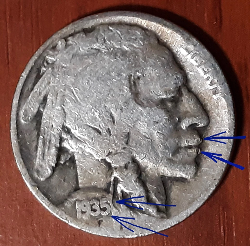 1935/7 PDS Buffalo 5C Valuable & Errors: Double Die Rev- Lamination- Bugs Bunny. - Image 1 of 4