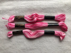 Lot of 3 Skeins of J&P Coats Variegated Pink Cotton Embroidery Floss Color #181 - Picture 1 of 1