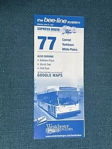 Westchester County Bee-Line Bus Route 77 Timetable Schedule NYC - Picture 1 of 2