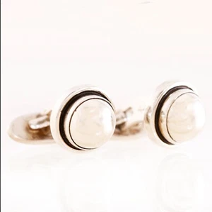 RARE GEORG JENSEN HARALD NIELSEN DENMARK STERLING SILVER BALL CUFFLINKS 44D - Picture 1 of 6