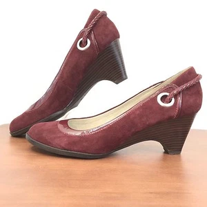 SPERRY TOP SIDERS Burgundy Suede Leather Slip On Wedge Heels Women's Size 10 M - Picture 1 of 12