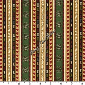 QUILTING TREASURES "IT'S A RUFF LIFE" 24246-F DOG STRIPE FABRIC (MAKE SELECTION) - Bild 1 von 2