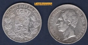 Belgique 5 Francs 1865 TB TTB II Leopold I Belgium Argent Silver - Imagen 1 de 1