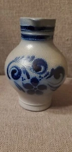 Vtg RM Bavaria Blue Salt Glaze 1/2L Pottery Pitcher Jug-Made In Germany-Marked - Picture 1 of 7
