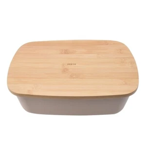 Porto Zest Plastic/Bamboo 36cm Bread Bin Kitchen/Food Storage Container w/ Lid - Picture 1 of 1