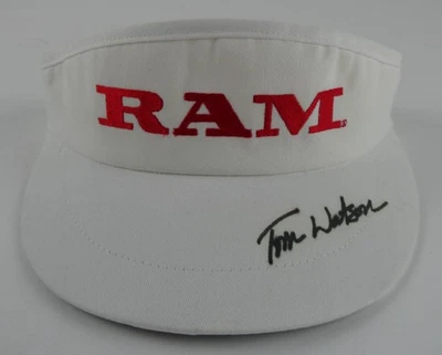 Visera RAM blanca firmada por Tom Watson logotipo rojo autografiado Foto 1 de 4