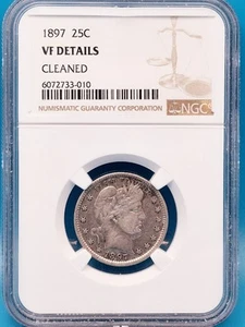 1897 Barber Quarter 25c NGC VF Details - Cleaned - Picture 1 of 6