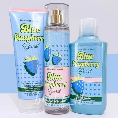 Bath & Body Works 3pc BLUE RASPBERRY BURST Mist, Cream, Body Wash Set - Image 1 of 2