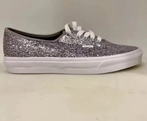 new Size 10 VANS Authentic Silver shinny shimmer unisex free shipping - Picture 1 of 7