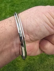 Stainless Steel Kara Sikh Singh Kaur Khalsa Bangle One Edge Collar Design Kada - Picture 1 of 10
