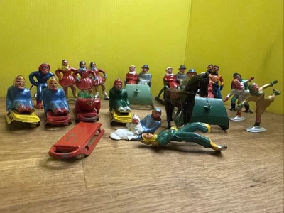 Figuras de plomo Barclay de colección 30 piezas patinadores, esquiadores y trineo tirado por caballos-ver fotos Foto 1 de 4