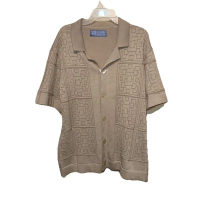 Free Planet Men’s Oxford Tan Knit Button Down SZ S NEW - Image 1 of 4
