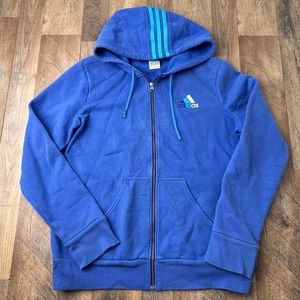 Chaqueta con Capucha Adidas Cremallera Completa para Mujer Grande Azul Entrenamiento Atlético Fútbol - Imagen 1 de 10