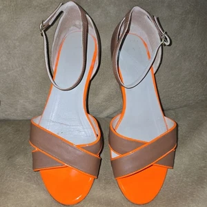 Boden orange & braun Knöchelriemen flache Leder Sandalen Größe (39) 8M US - Bild 1 von 14