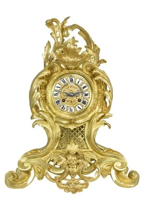 LOUIS XV Kaminuhr Empire clock bronze cartel horloge antique pendule uhren - Photo 1/4