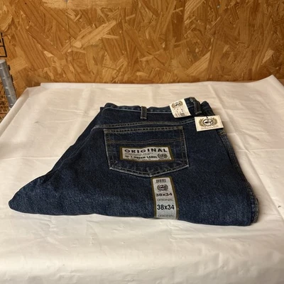 Pantalones de mezclilla 38 x 34 cincha para hombre índigo calce relajado tiro original etiqueta verde 7d Foto 1 de 4