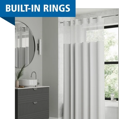 Hookless Shower Curtain W/ Built-in Rings Waterproof Machine Washable Durable US - Image 1 of 4