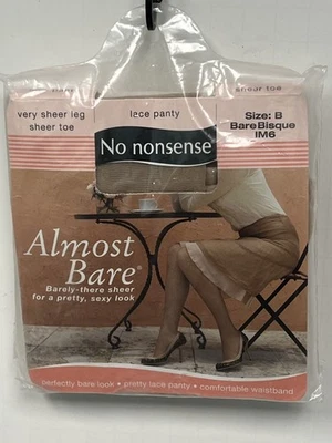 Pantimedias de encaje No Nonsense casi desnudas bisque muy transparentes talla B nuevas de colección EE. UU. Foto 1 de 4