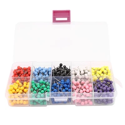 1000 Pieces 1/8 inch Map Push Pins Map Tacks with Plastic Round Heads and1558 - Image 1 of 4