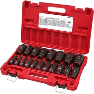 For Milwaukee 19 Pc SHOCKWAVE Impact Duty 1/2" Drive SAE Deep 6 Point Socket Set - Picture 1 of 1