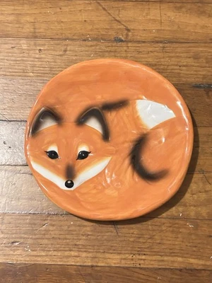 "Plato de cerámica decorativo de zorro rojo de 8""" Foto 1 de 4