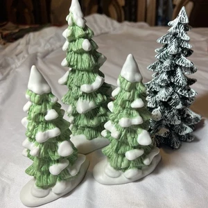 Dept. 56 Handpainted Porcelain Trees  7. 25" Heritage Village Retired 1992 Set 4 - Picture 1 of 11