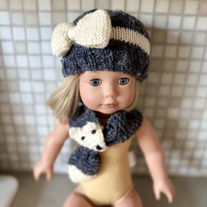 Berretto bambola ragazza americana fiocco cappello volpe sciarpa maglia a mano lana accessori abbigliamento - Foto 1 di 6