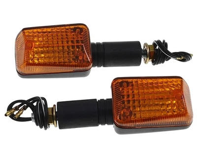 Blinker Motorrad Mini, schwarz, Glas gelb,12V 21W, langer Gummistiel, Paar - Bild 1 von 4