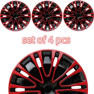 Black & Red Set (4pcs) fit for Mazda 2 2007 14" Hubcaps Wheel Covers - Picture 1 of 9