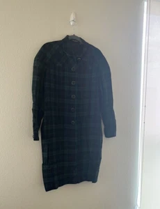 Vintage Gillian Women’s button front plaid wool dress Green With Blue sz 8 - Picture 1 of 11