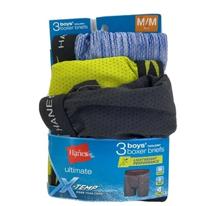 Hanes Kids Boys' 245425 X-Temp 3-Pack Boxer Briefs Assortment 2 Underwear Size M - Picture 1 of 4