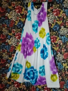 Calvin Klein Scuba White Tie Dye Knee Fit & Flare Sleeveless Dress Women's 12 - Picture 1 of 6