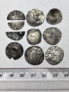 x10 gehämmerte Silbermünzen - Mittelalter, Tudor & Stuart - schönes Lot (E176) - Bild 1 von 2