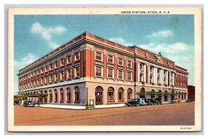 Nueva York UNION STATION UTICA NY lino estanque sin publicar 1930c - Imagen 1 de 2