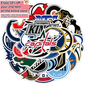 33 piezas pegatinas de vinilo impermeables NHL todos los 32 equipos LOGO hockey equipaje teléfono computadora portátil - Imagen 1 de 11