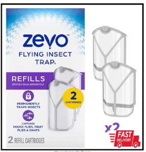 Zevo Flying Insect Trap Fly Trap 2 Refill (2 Total Cartridges)- BUY MORE & SAVE! - Picture 1 of 4