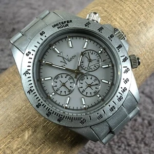 ToyWatch Men Chronograph Gray Tone Stainless Steel 41mm Quartz Analog Watch 7" - Picture 1 of 13