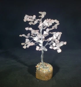 NATURAL ROSE QUARTZ GEMSTONE CHIP TREE WITH 150 STONES CRYSTAL TREE OF LIFE - Picture 1 of 5