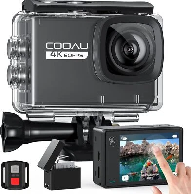 COOAU 4K 24MP Action Cam 2" HD-Bildschirm Touchscreen mit 2,4G Unterwasserkamera