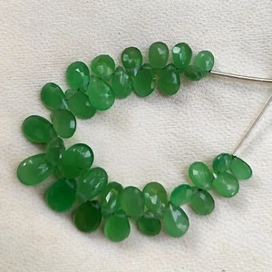 Natürlicher grüner Aventurin Quarz 7x5 bis 9x7 mm Größe facettierte Birne Briolette 4 Zoll - Bild 1 von 8
